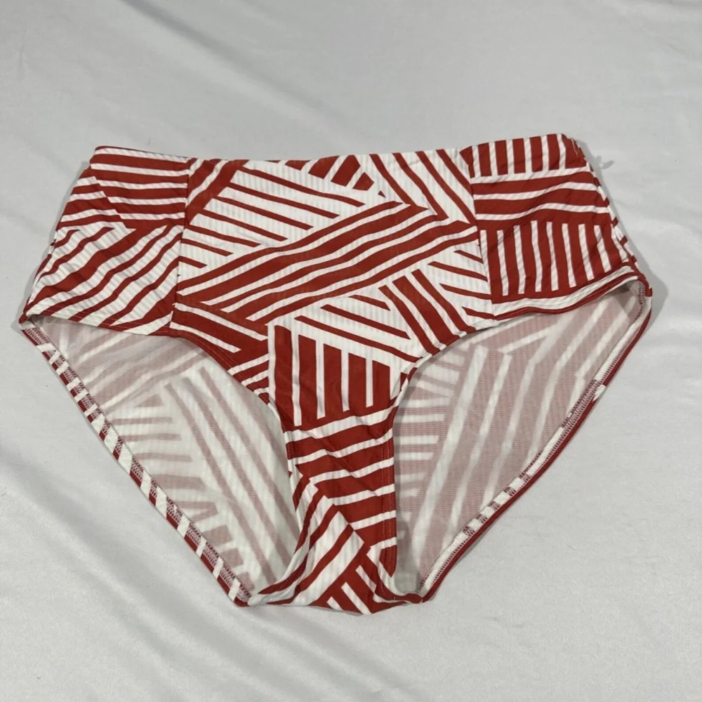 NEW Sea Level [ 10 US ] Mixed Striped High Waisted‎ Bikini Bottom Sun Orange